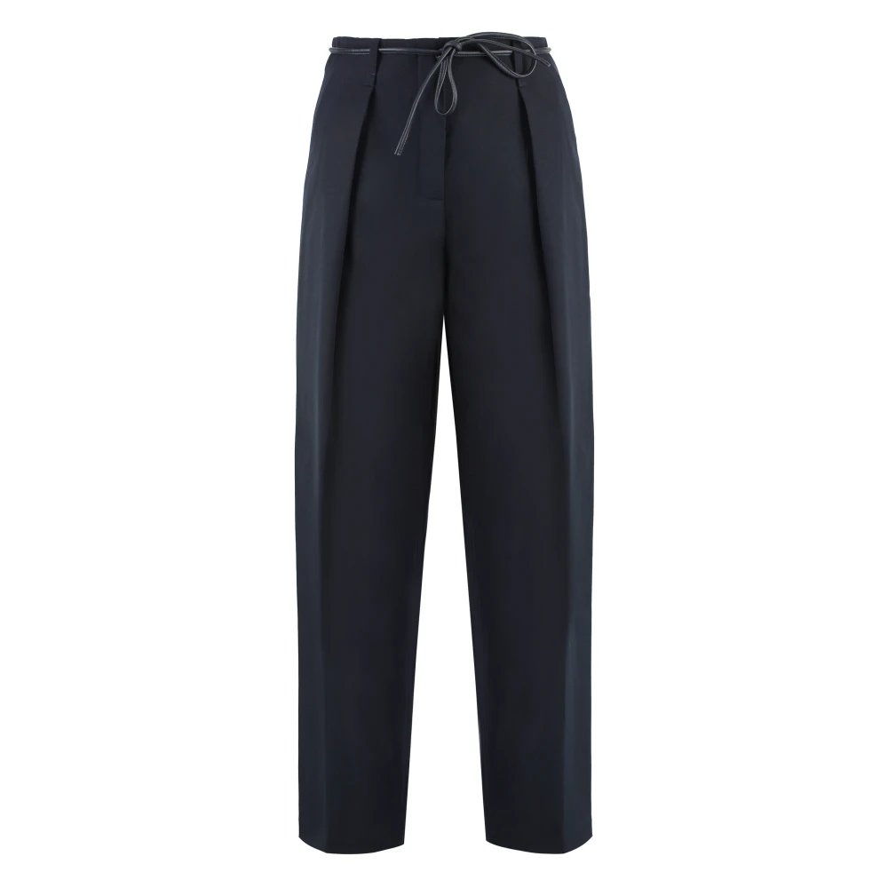 Yves Salomon Gebelte Korte Wollen Broek Blue Dames