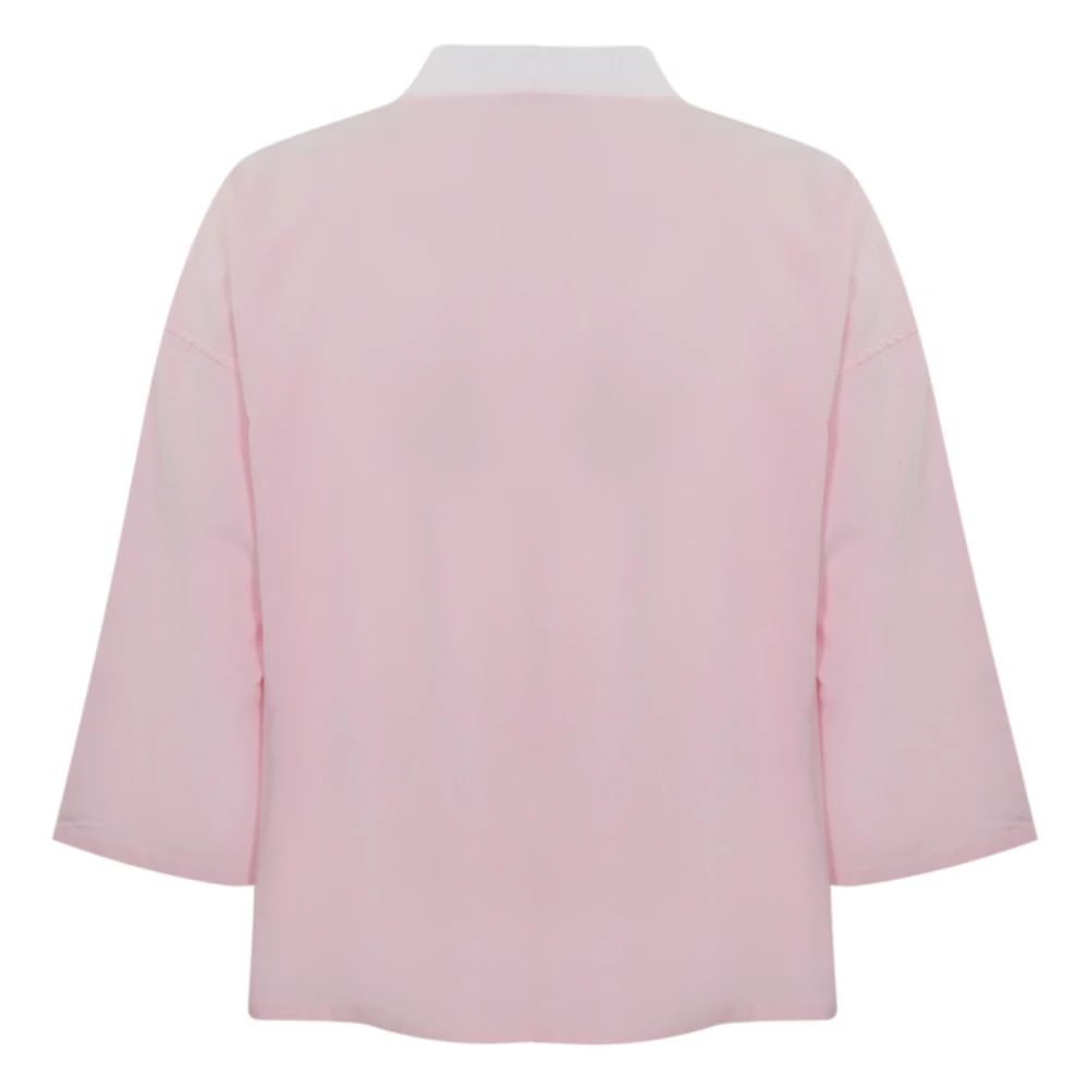 Roy Roger's Katoenen overhemd met 3 4 mouwen Pink Dames