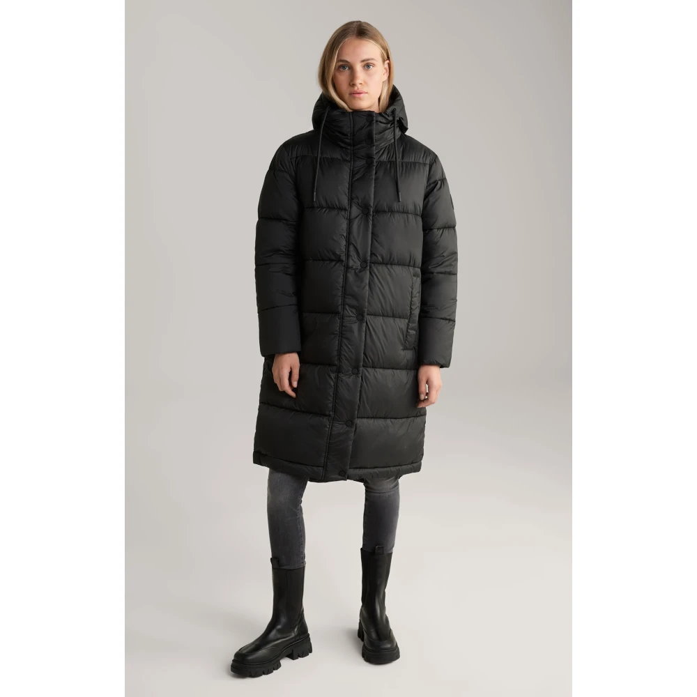 Joop! Zwarte Lange Damesjas met Afneembare Capuchon Black Dames