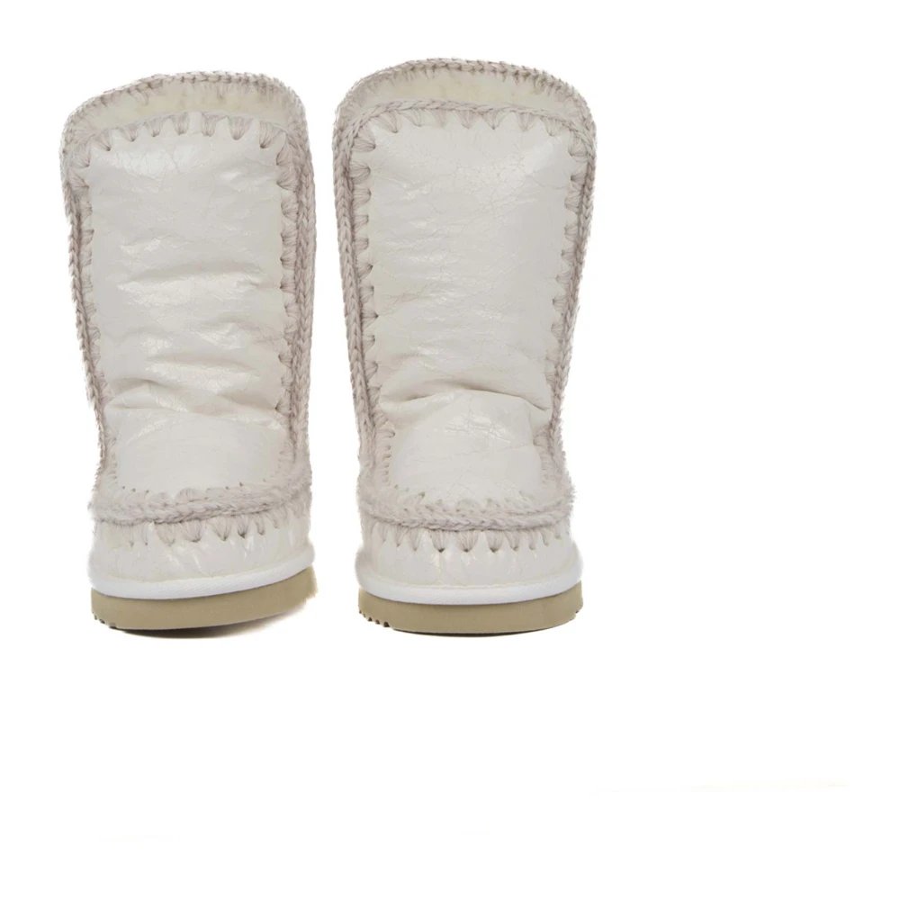 Mou Witte Eskimo Laarzen met Metalen Logo Patch White Dames