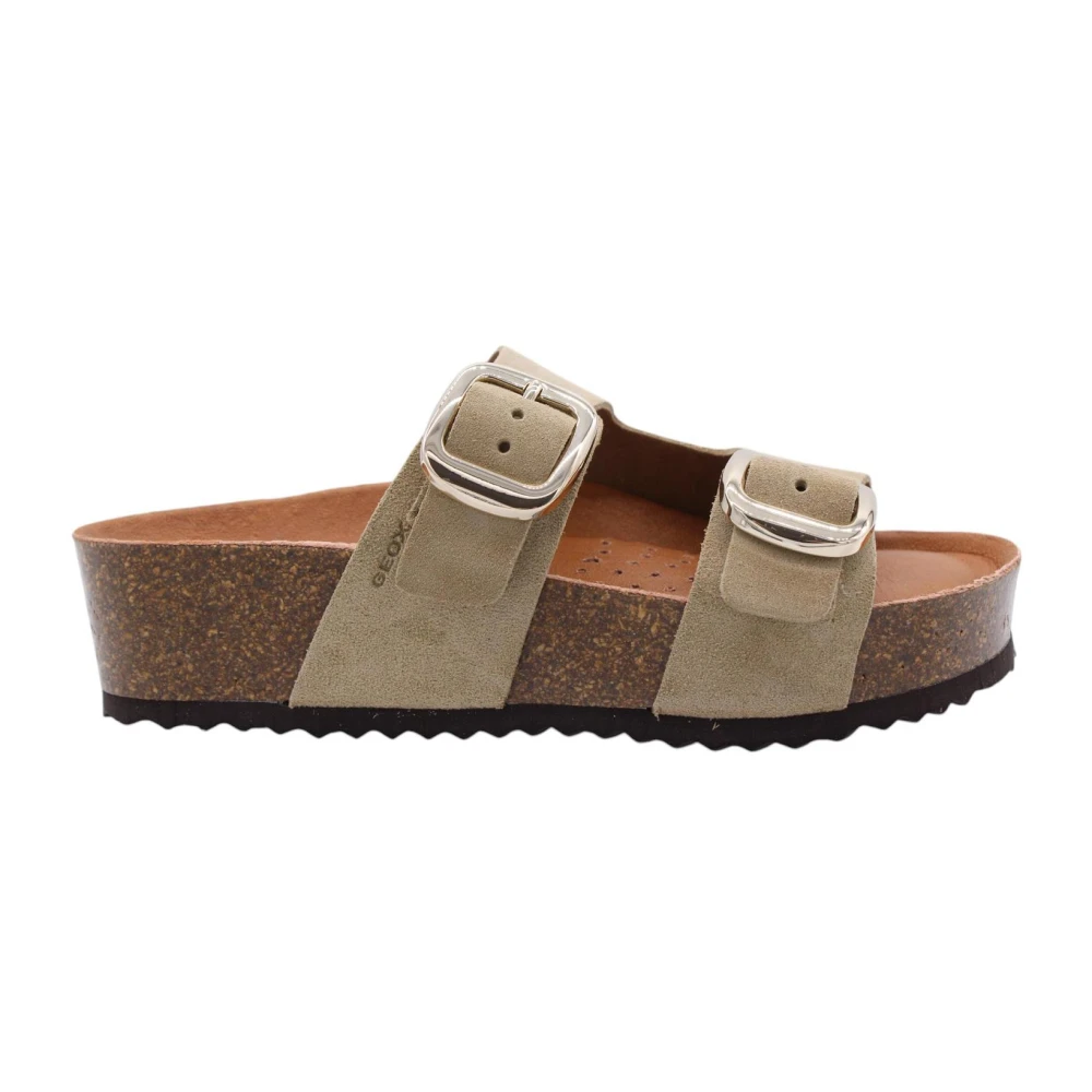 Geox Women's Beige Stylish Mule Shoes With Racines