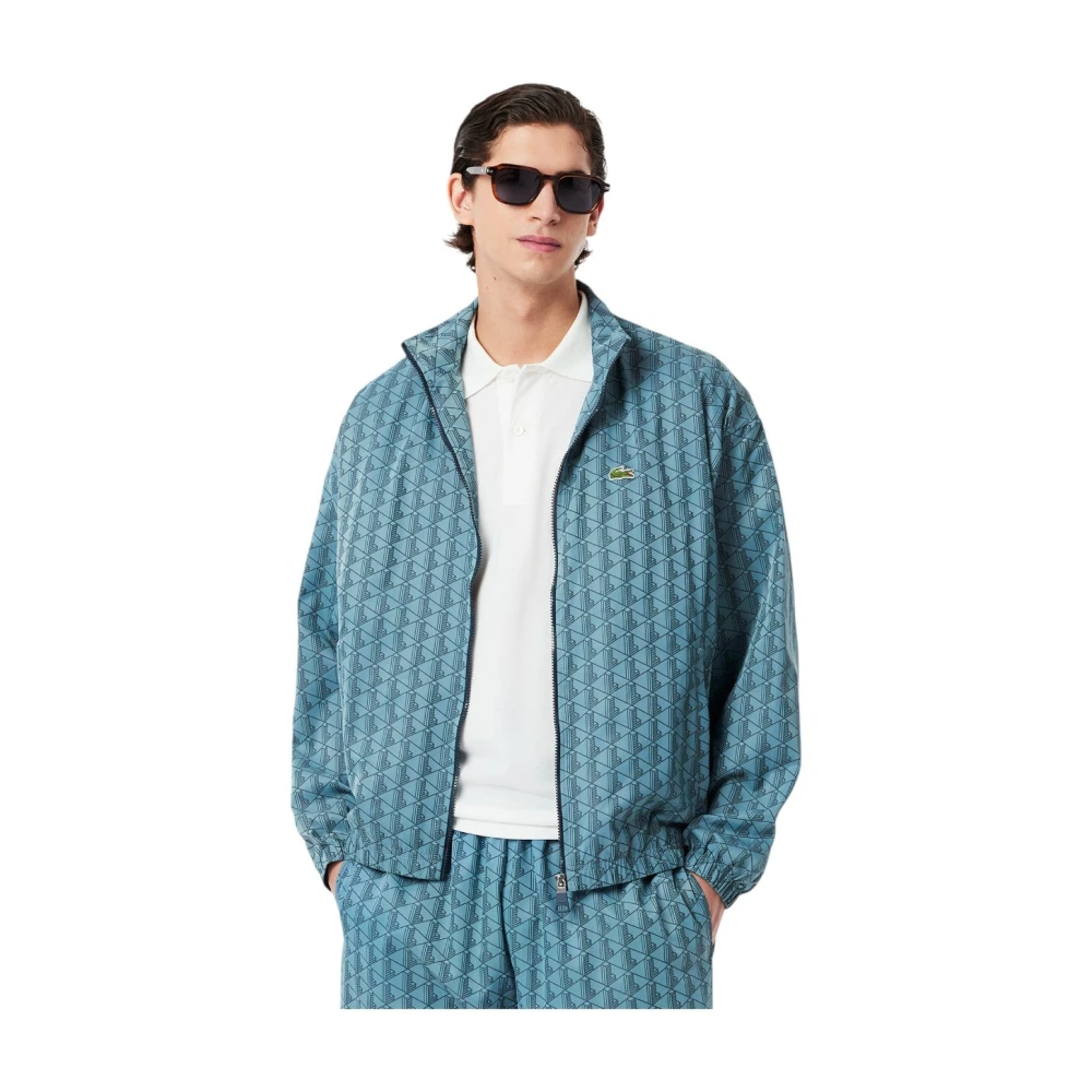 Lacoste Blauwe Monogram Trainingsjack Elegante Stijl Blue Heren