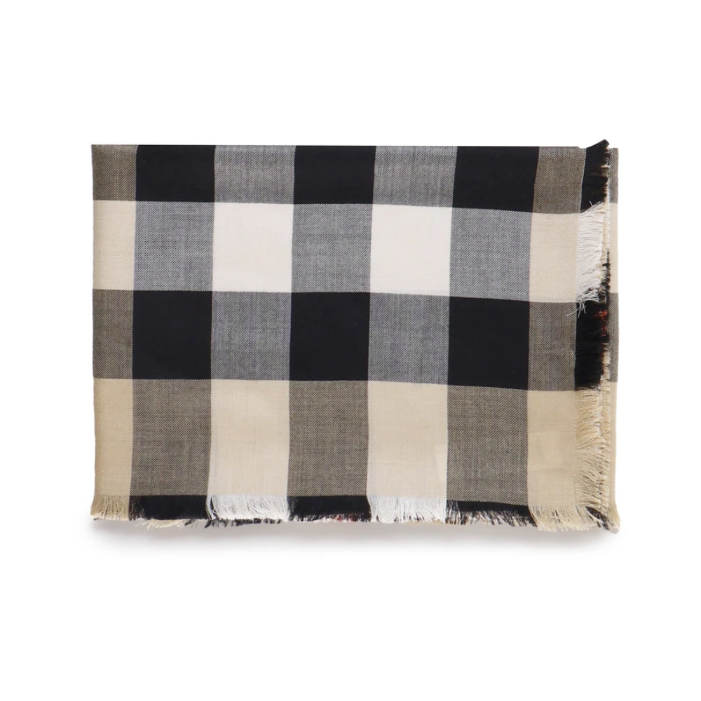 Burberry Luxe Geruit Patroon Zijden Sjaal Beige Unisex