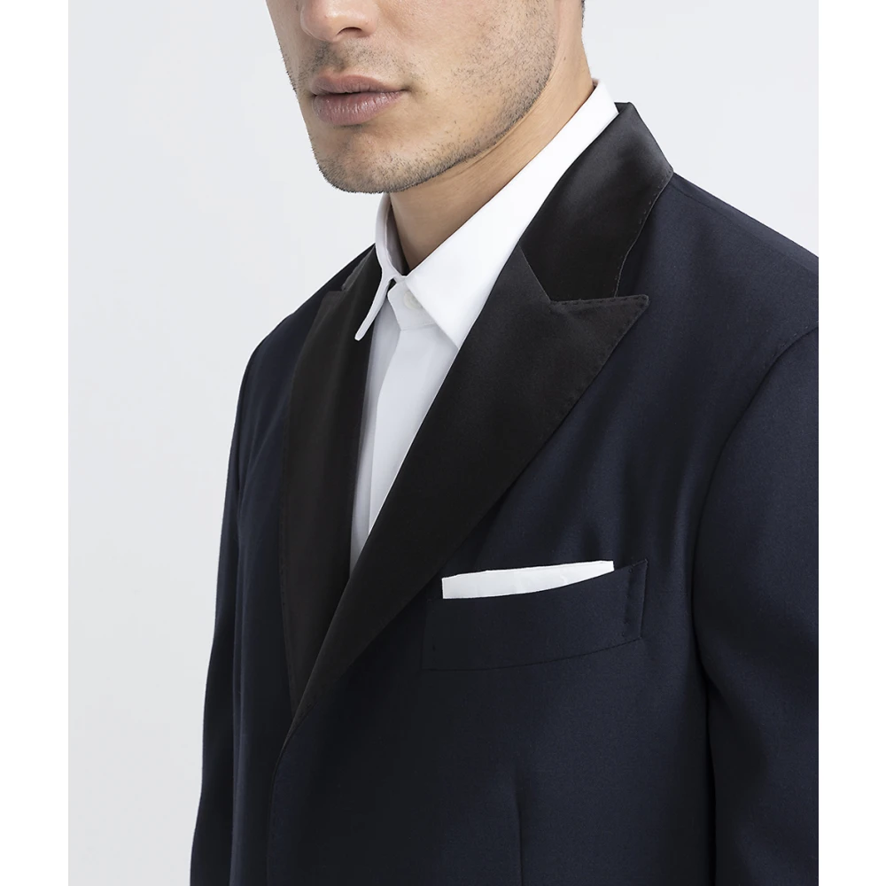 PESERICO Stretch technische wollen enkelborst avondtuxedo Blue Heren
