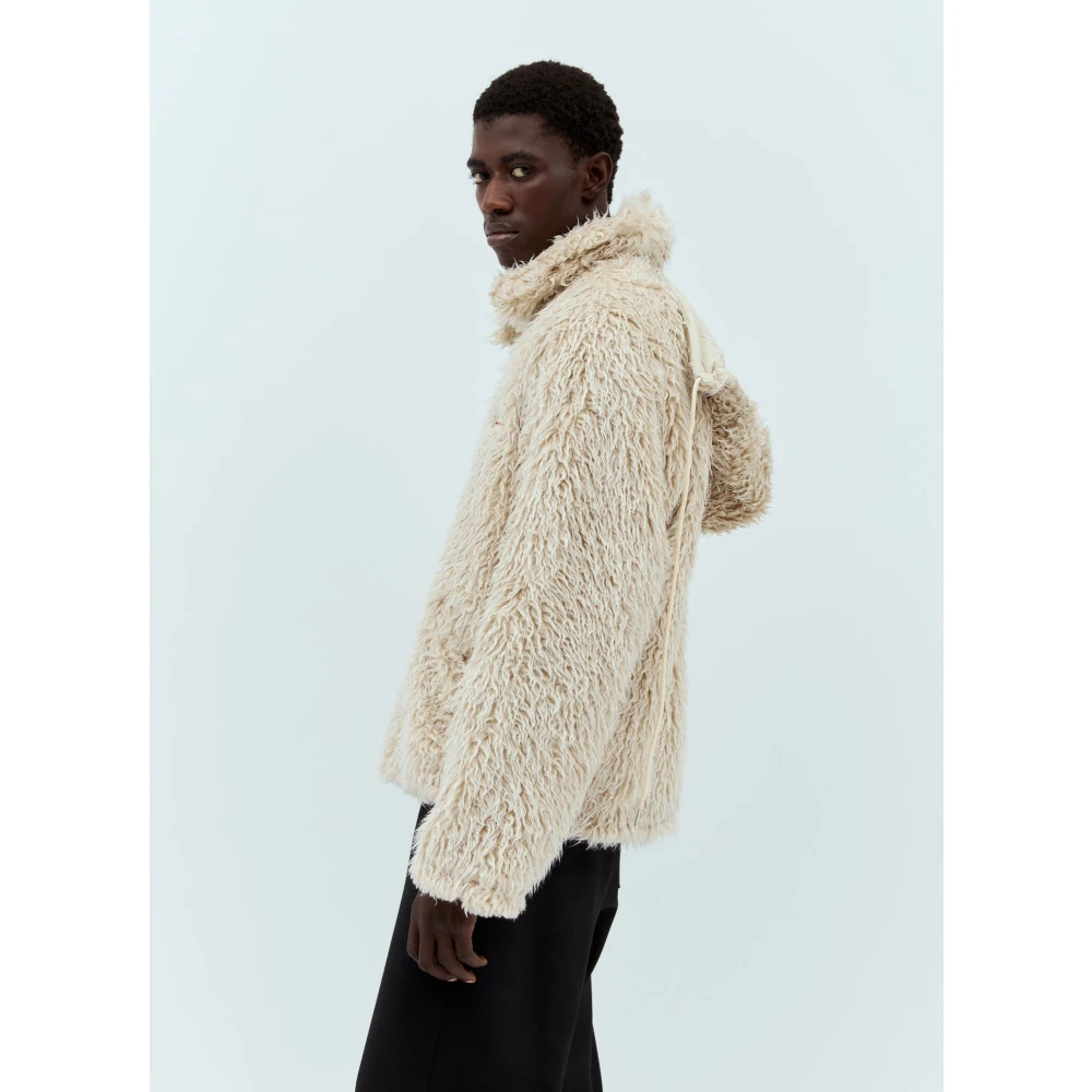 Marni Gezellige Hooded Gebreide Jas Beige Heren