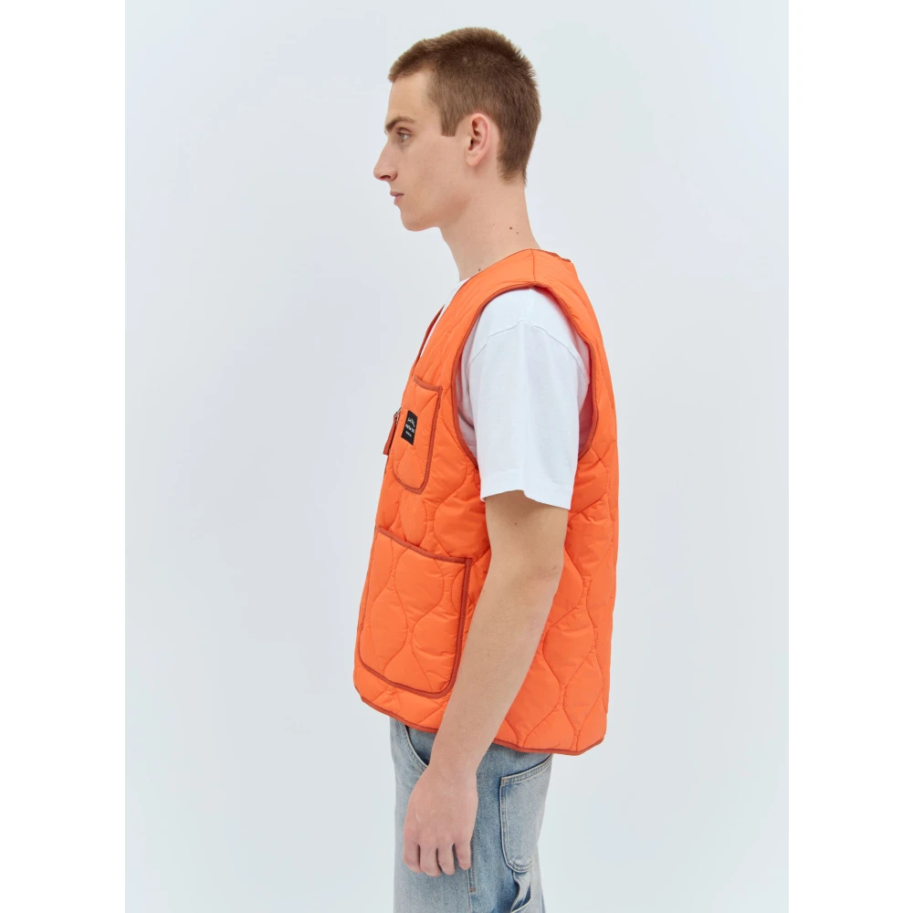 Awake NY Gewatteerde V-halsvest met Logo Patch Orange Heren