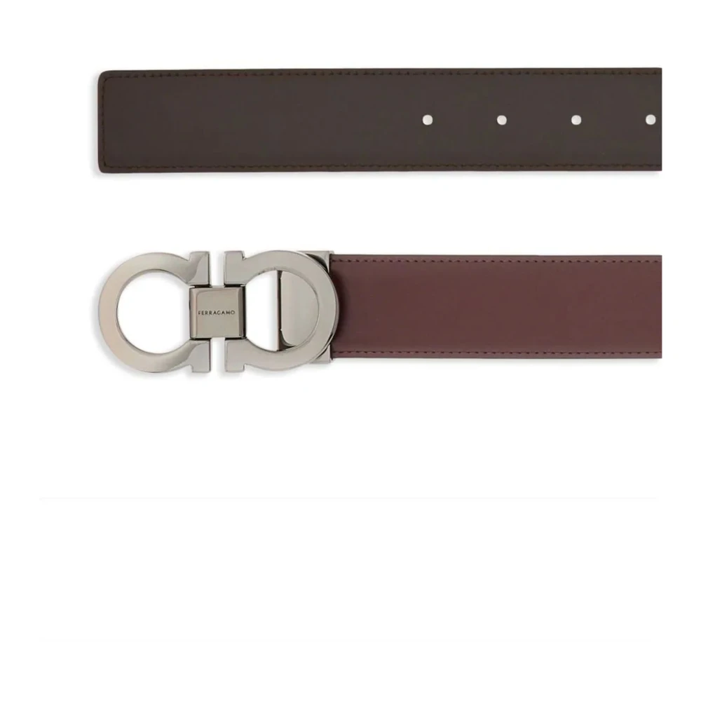 Salvatore Ferragamo Bruine Omkeerbare Gancini Riem Brown Heren