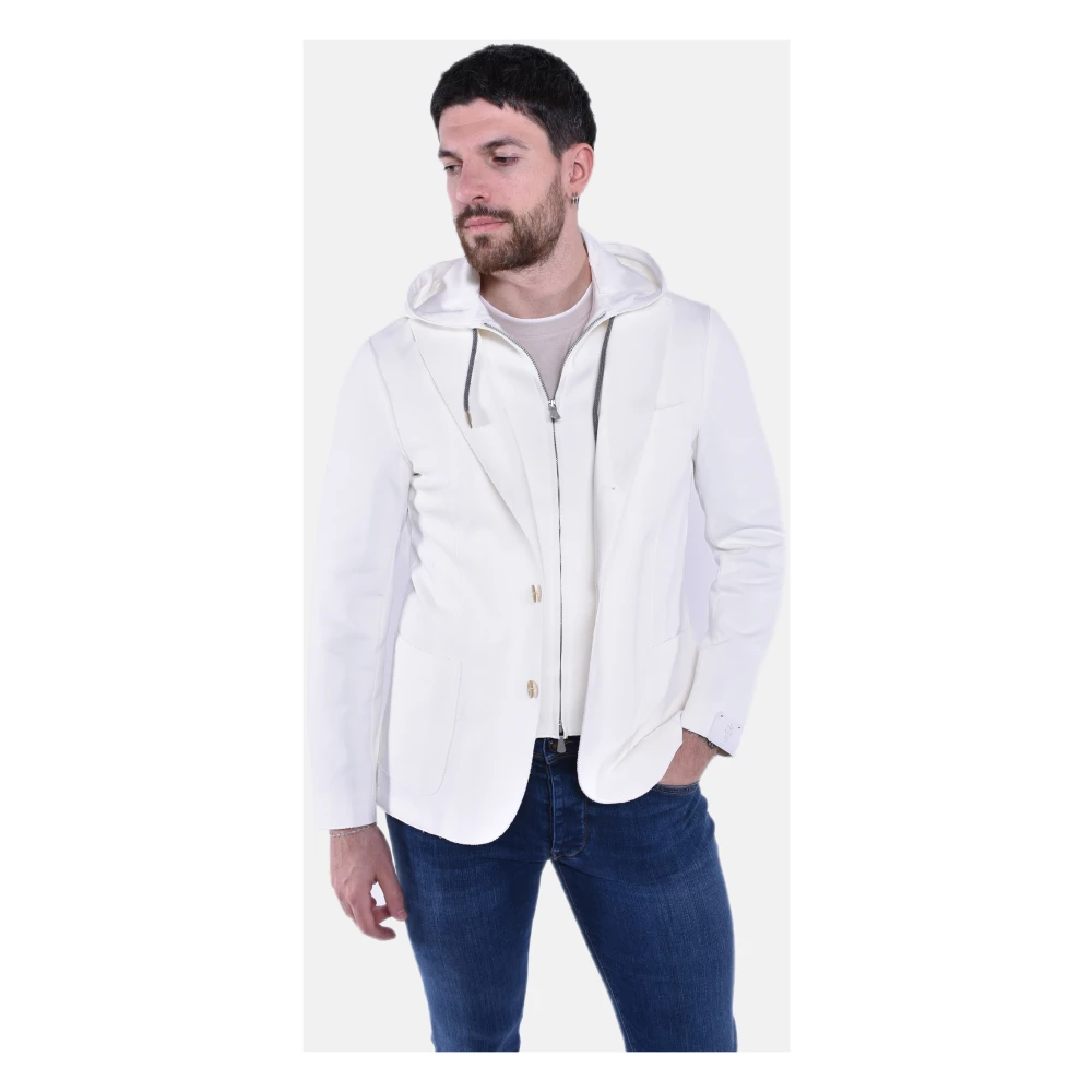 Eleventy Hooded Jacket met Afneembare Vest White Heren