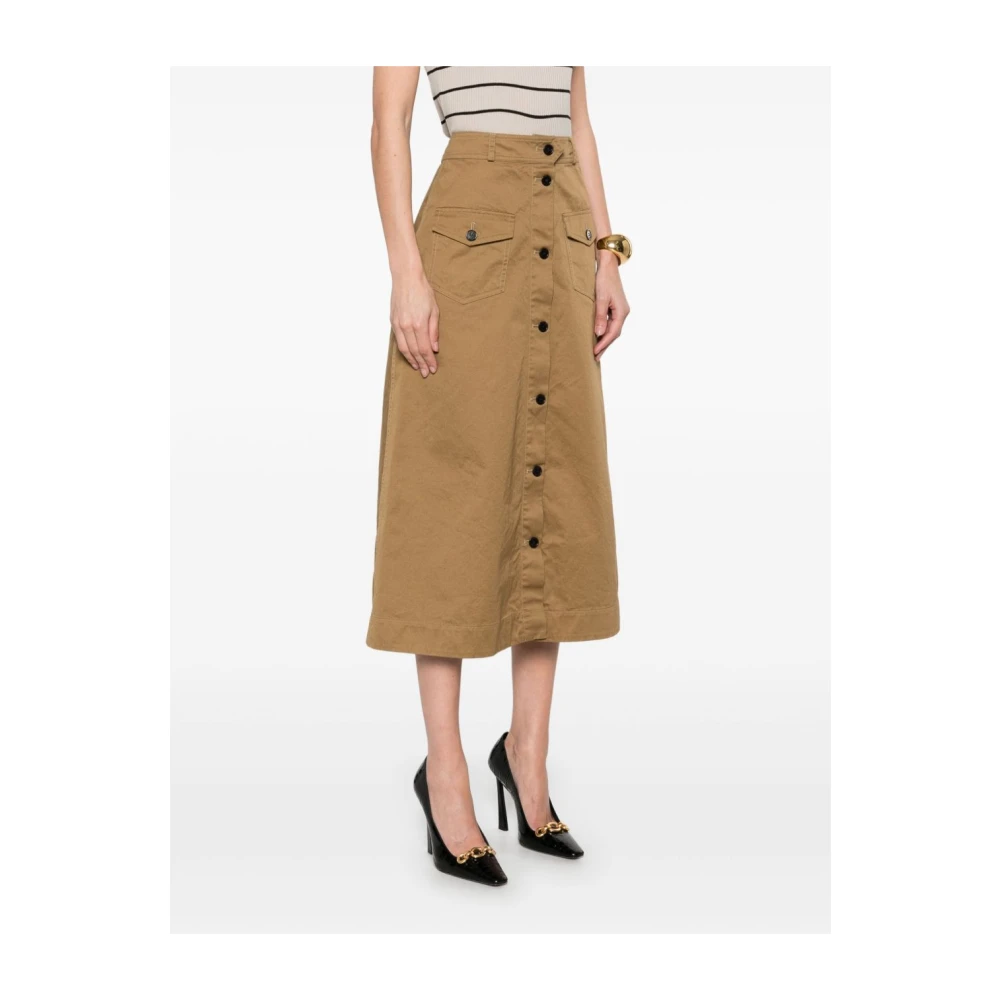 Saint Laurent Bruine A-lijn Rok met Voorzakken Brown Dames