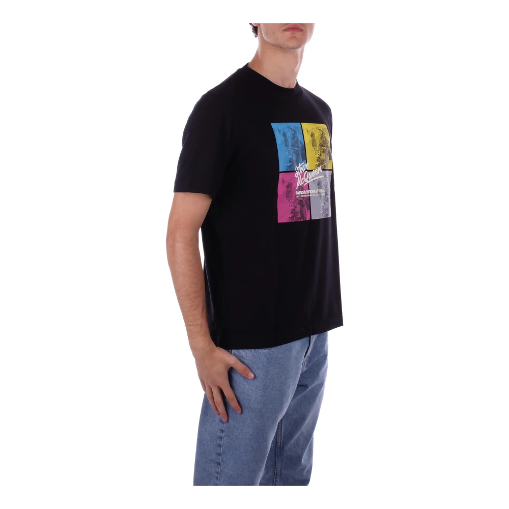 Barbour T-shirt met logo op de voorkant regular fit Black Heren