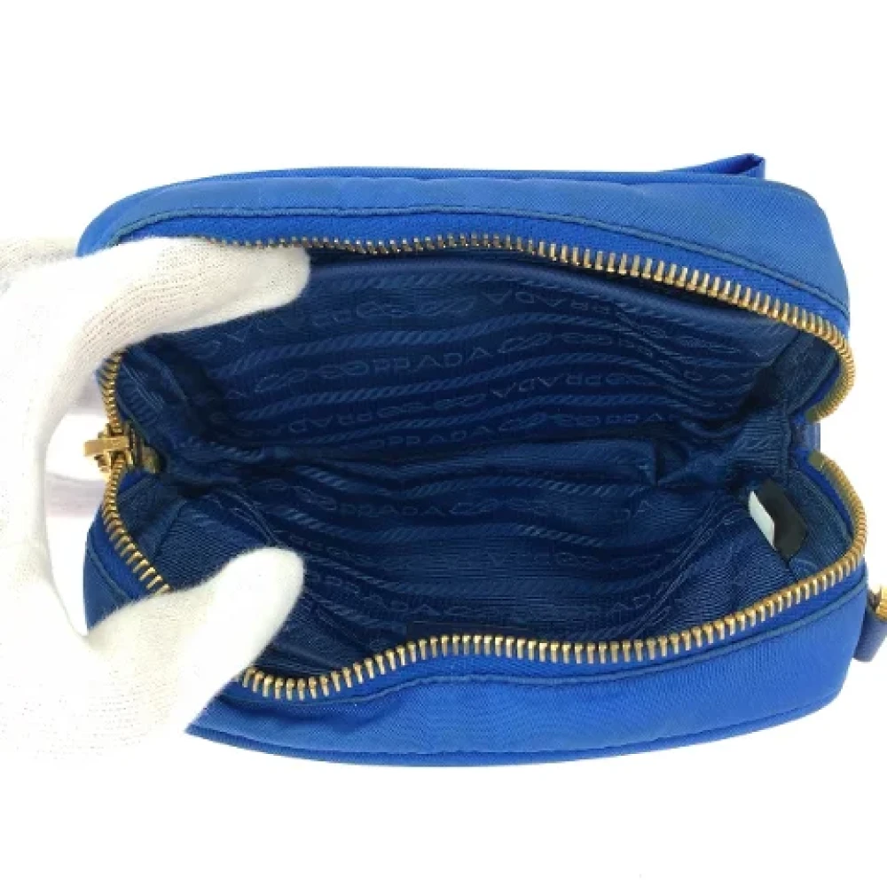 Prada Vintage Pre-owned Canvas crossbody-bags Blue Dames