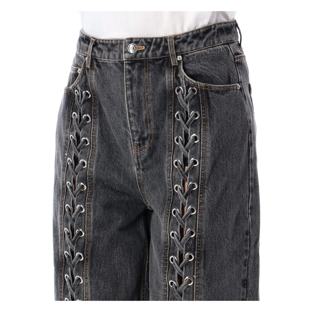 Rotate Birger Christensen Denim Broek met Kant Black Dames