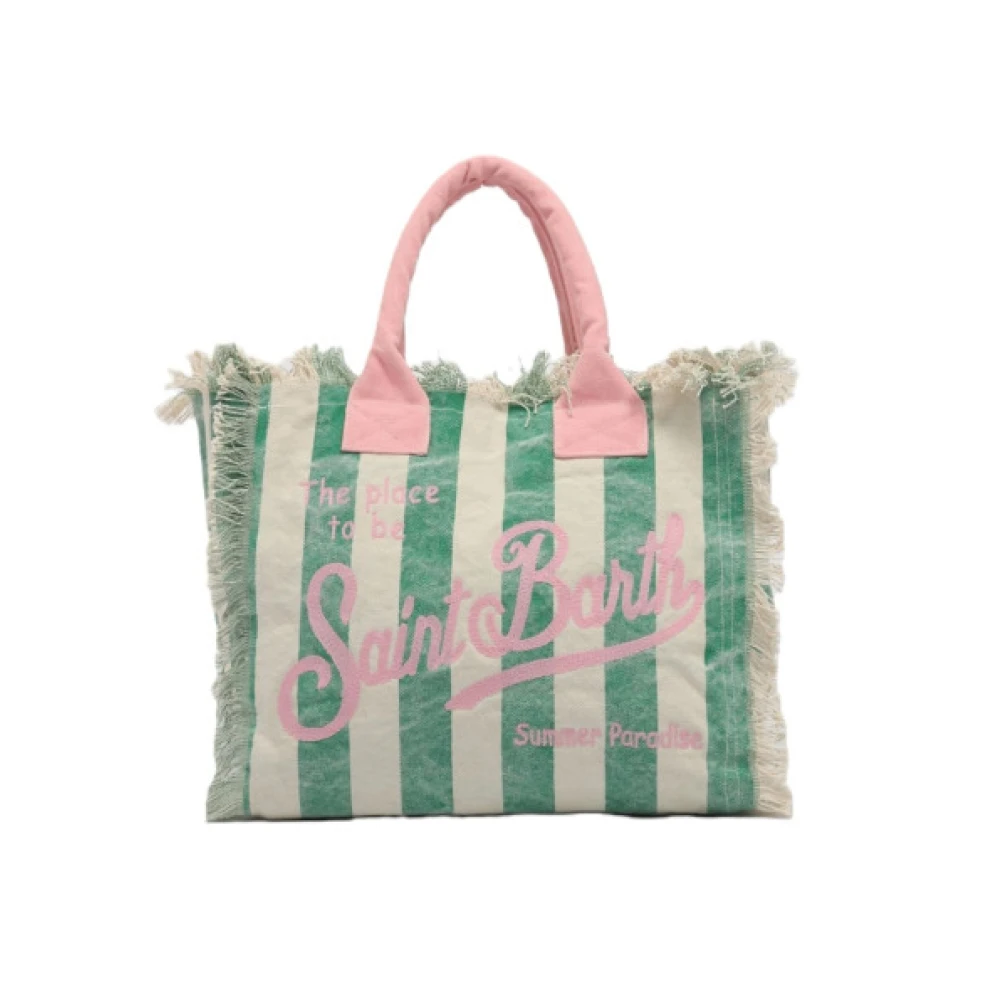 MC2 Saint Barth Fringed katoenen tote tas Vanity Green Dames