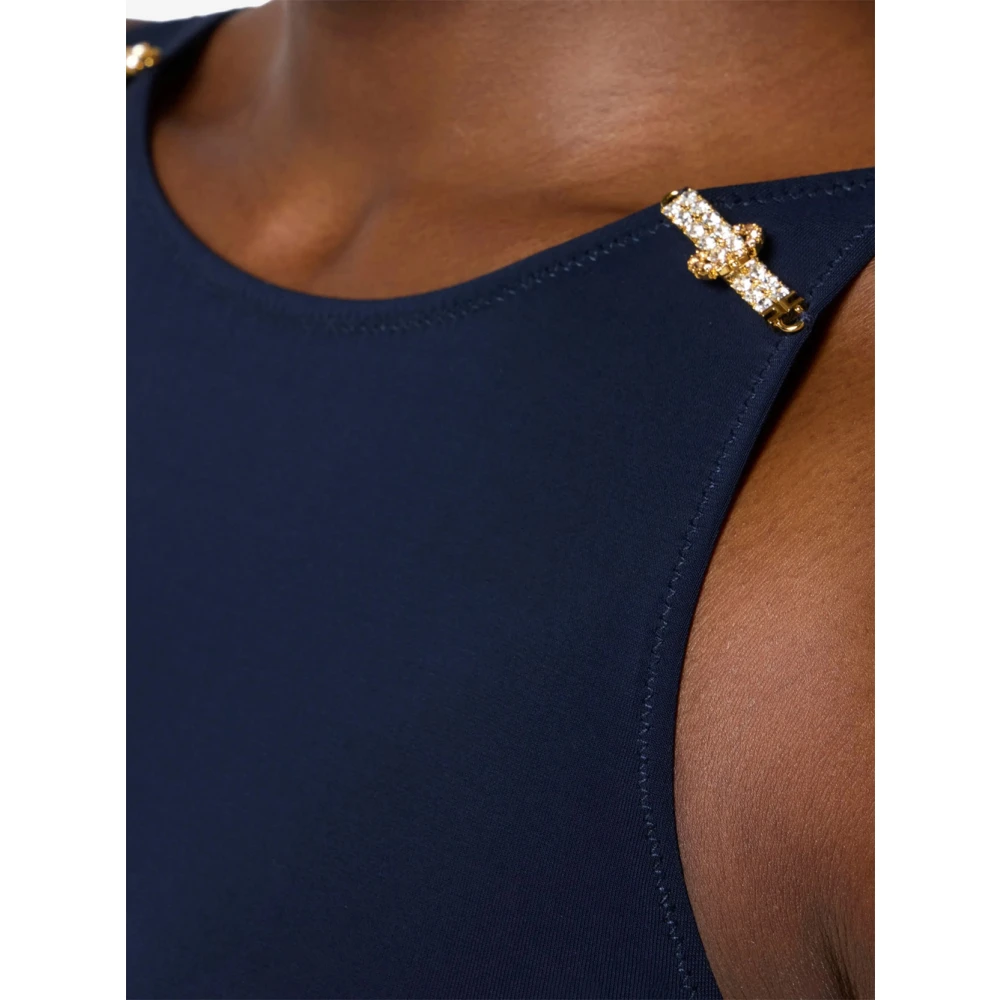 Elisabetta Franchi Navy Blauw Jersey Body Top Blue Dames
