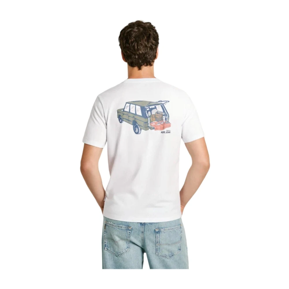 Pepe Jeans Jeep Grafisch Logo Katoenen T-shirt White Heren