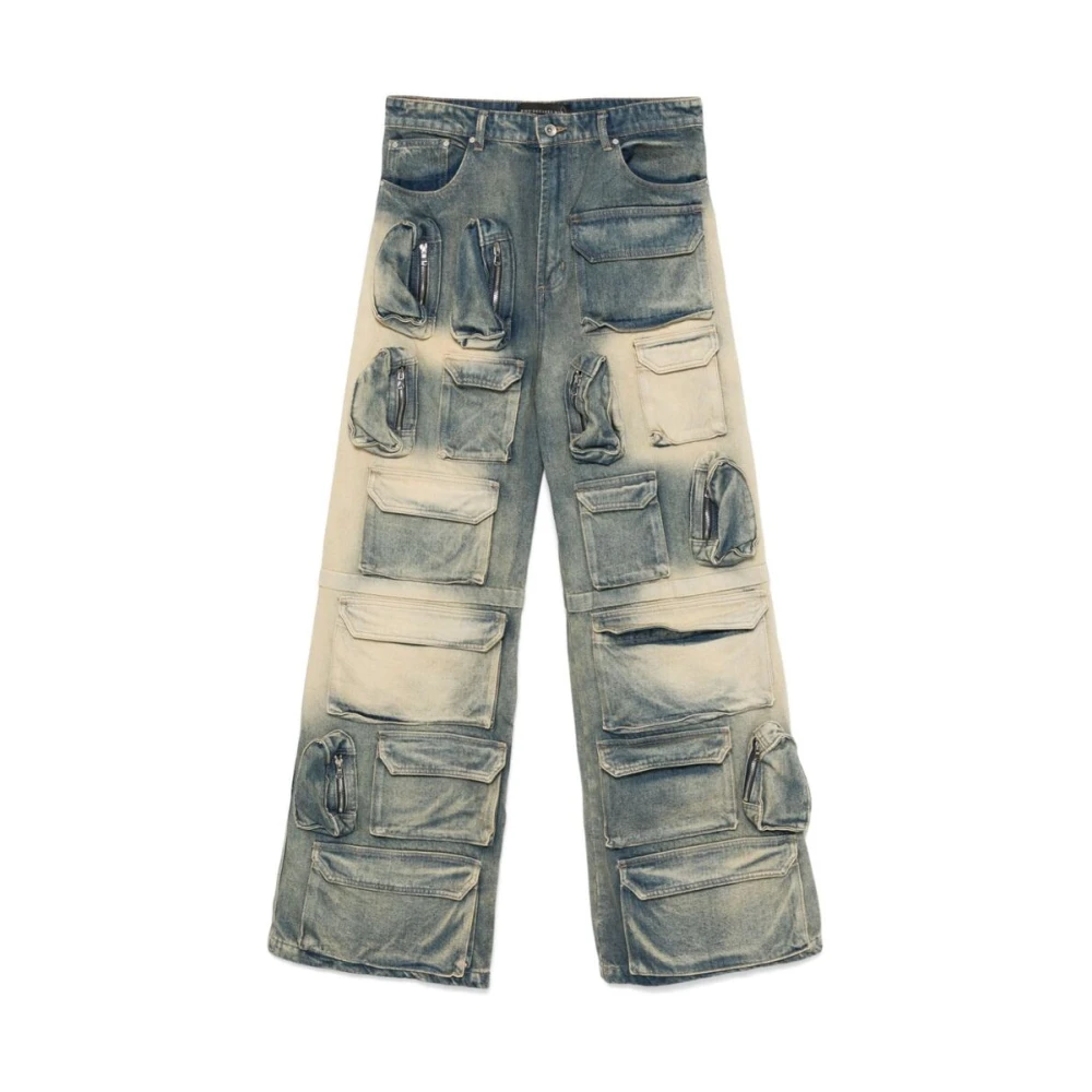Who Decides War Rave Cargo Denim Broek Blue Heren