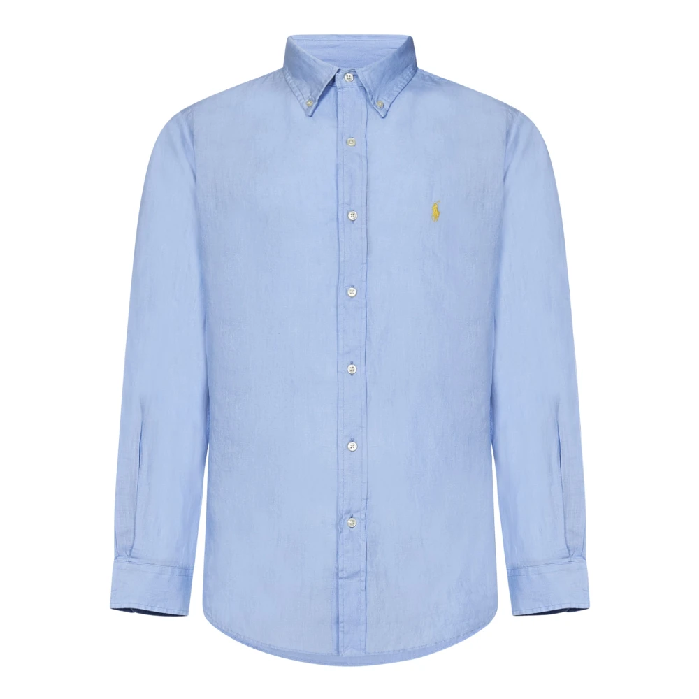 Polo Ralph Lauren Lichtblauwe Linnen Overhemd Button-Down Blue Heren