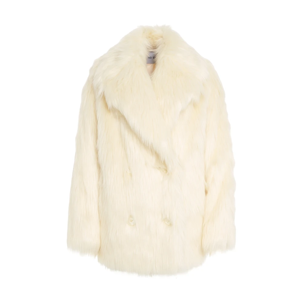 Stand Studio Vrouw Beige Jassen Dames, M, Faux Shearling Jas