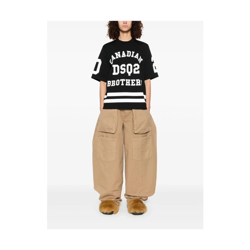 Dsquared2 Cargo Beige Broek met Knoopsluiting Beige Dames