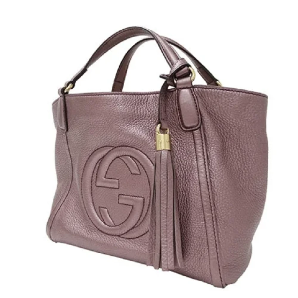 Gucci Vintage Pre-owned Leather handbags Purple Dames