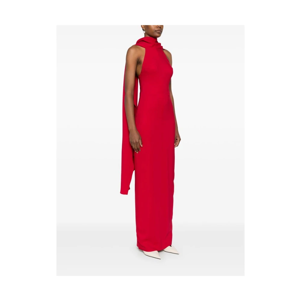 Solace London Rode Halternek Jurk met Sjaal Detail Red Dames