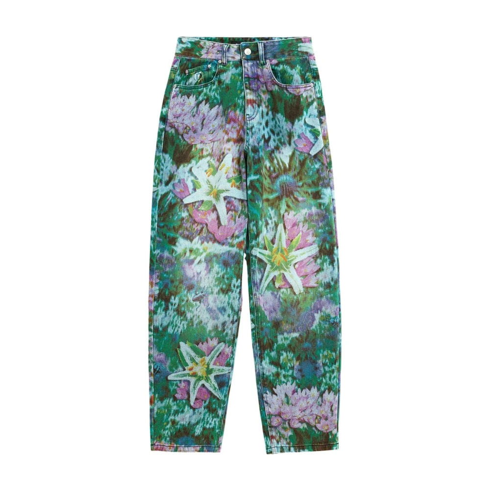 Desigual Multicolor Jeans Med Blommönster Med Dragkedja Och Knappstängning
