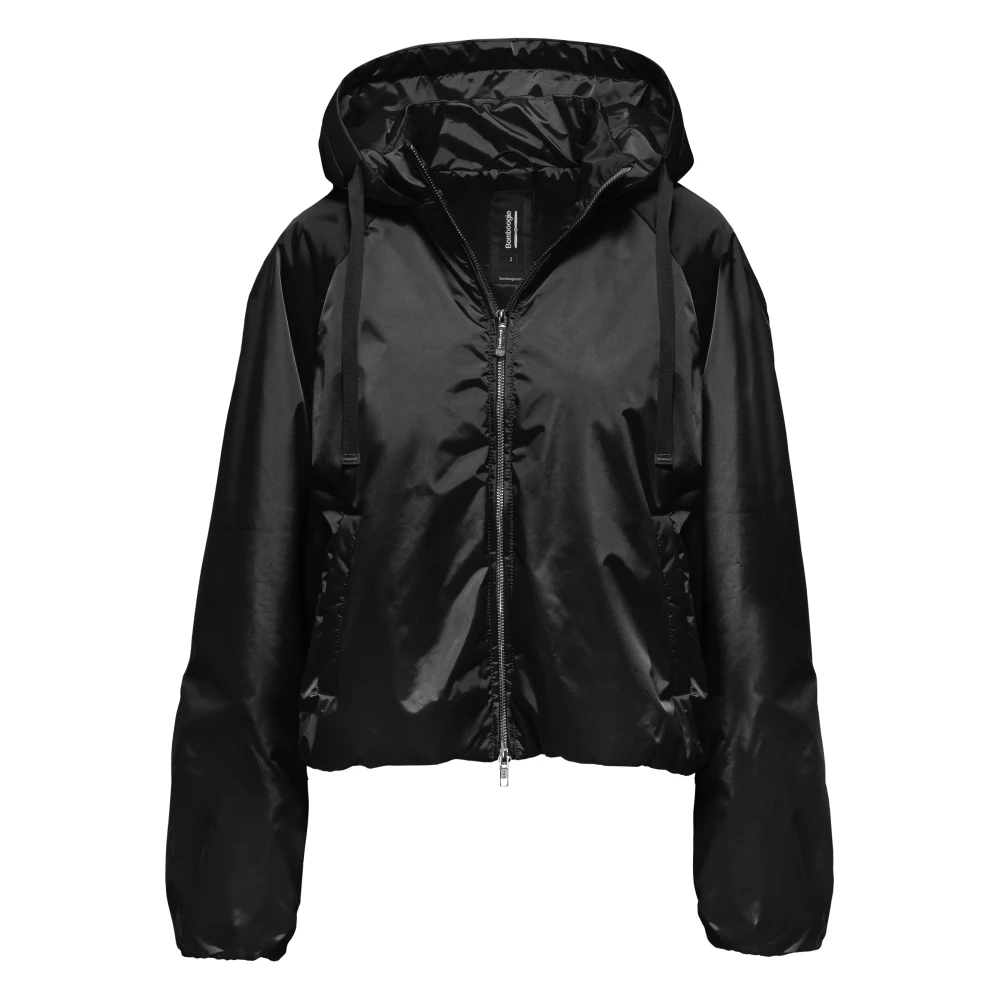 Bomboogie Women's Black Short Jacket In Glossy Ciré - Light Jackets - Xs - Jackets