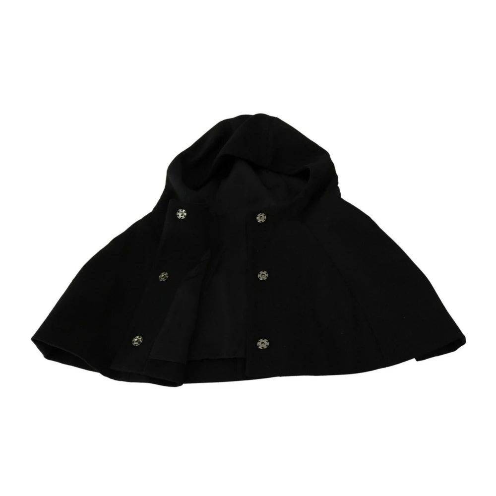 Dolce & Gabbana Donna Nero Sciarpa Con Cappuccio In Lana Nera