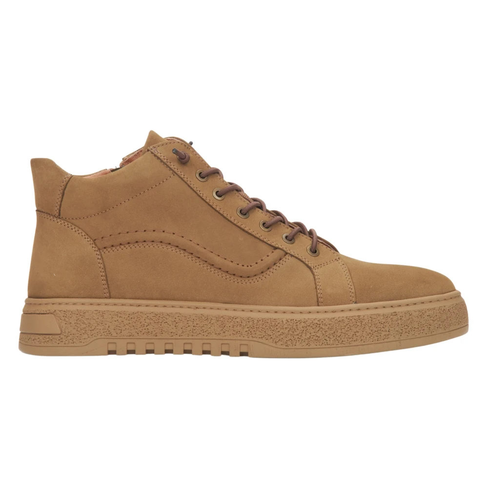 Estro Brown High Trainers Made Of Genuine Italian Velour - Male - Sneakers - 6 Uk - Shoes