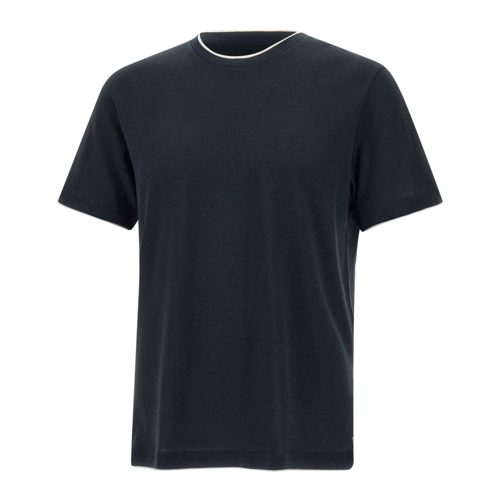 Eleventy Zwart T-shirt met kleurcontrastprofielen Black Heren