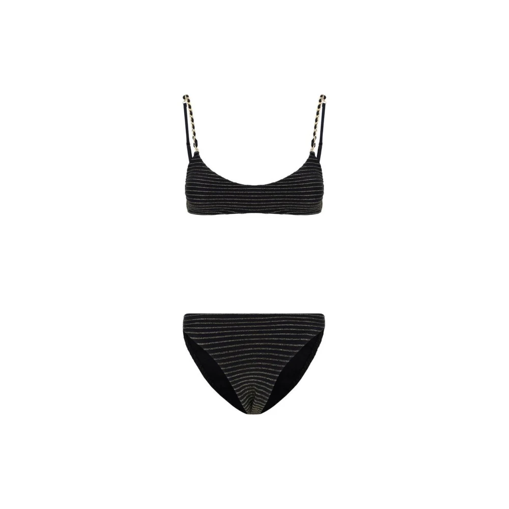 Zimmermann Metallic Stripe Chain Swimsuit Black Dames