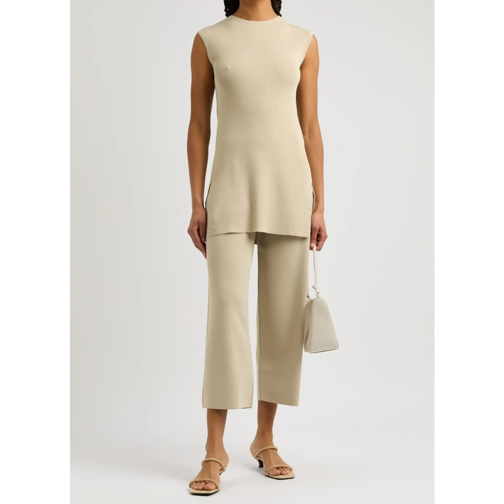 Max Mara Verlengde Top met Zijdelingse Splitjes Beige Dames