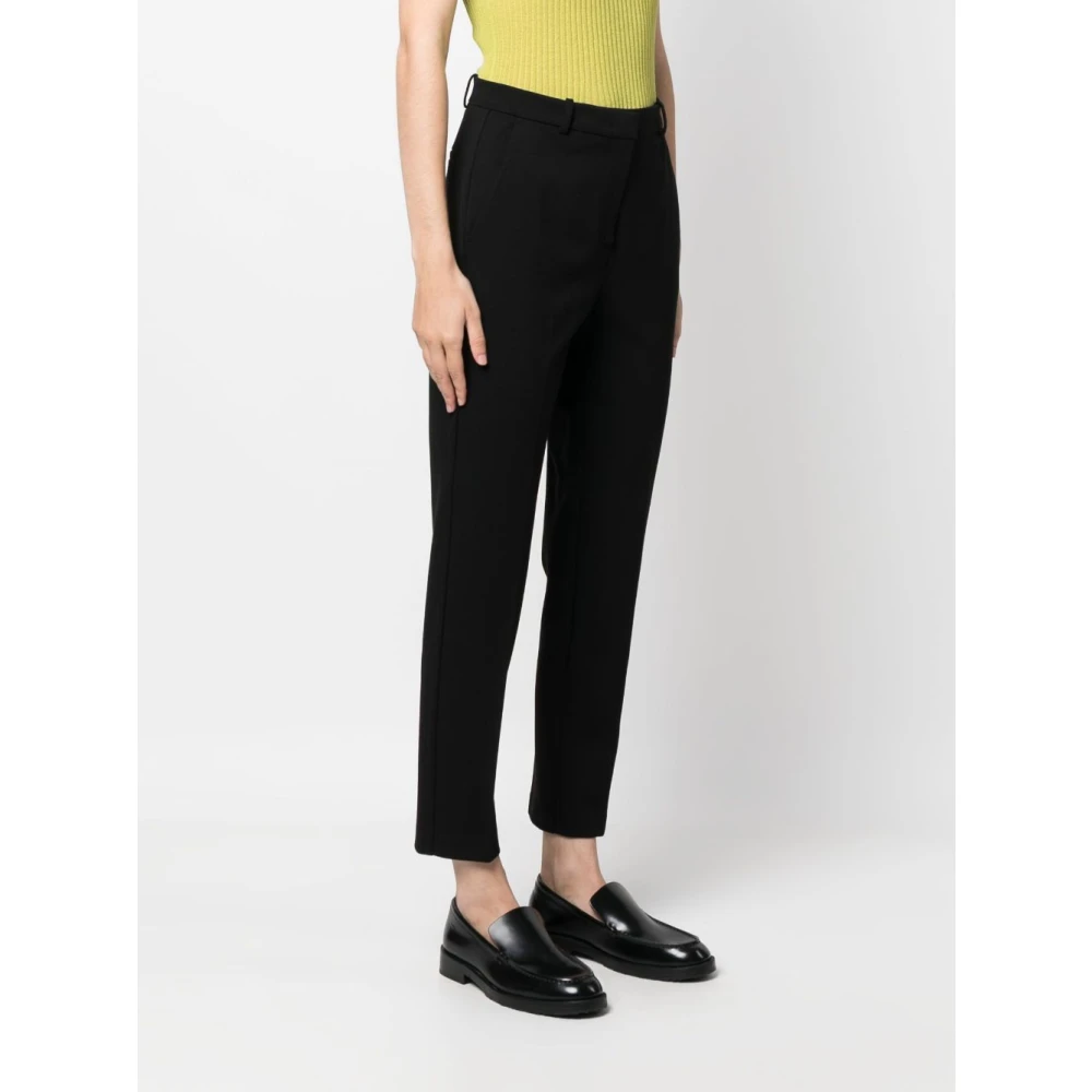 pinko Zwarte cropped broek met hoge taille Black Dames