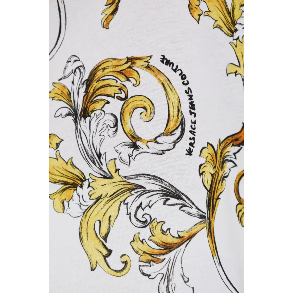 Versace Jeans Couture T-shirt met print Outline Barocco White Dames