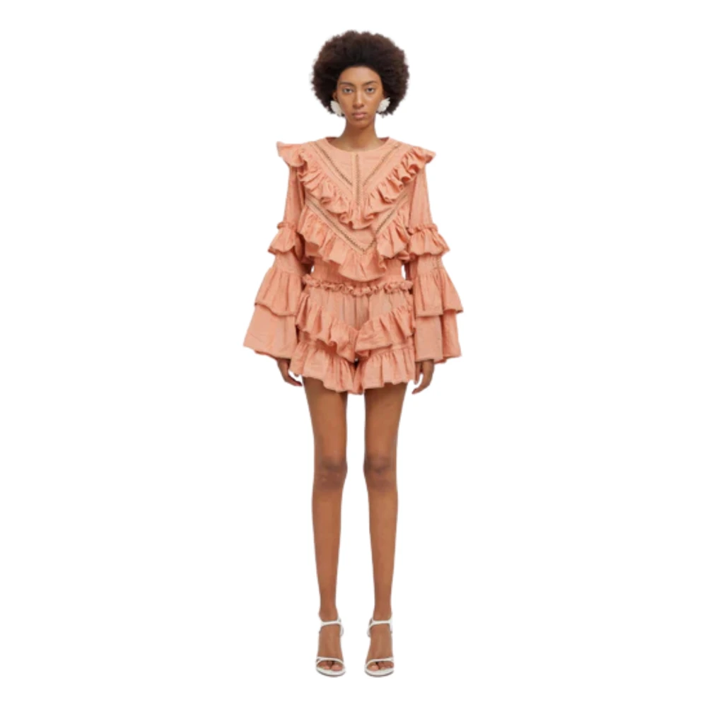 Weili Zheng Pink Playsuits, Female, M, Blusa Girocollo In Mussola