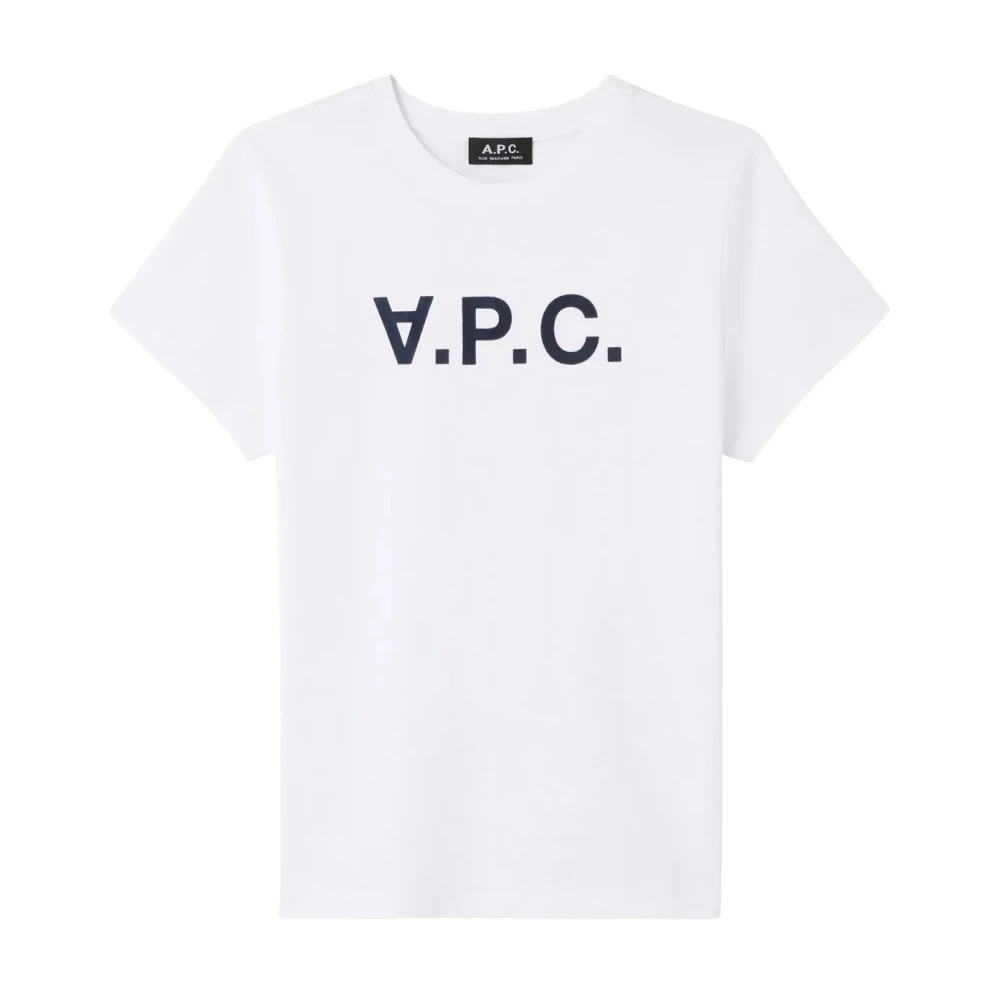 A.p.c. Klassiek Logo T-Shirt Wit Donkerblauw White Dames