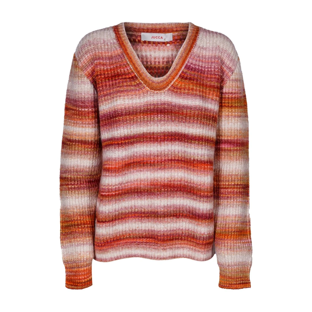 Jucca Dames V-hals wol alpaca trui Brown Dames