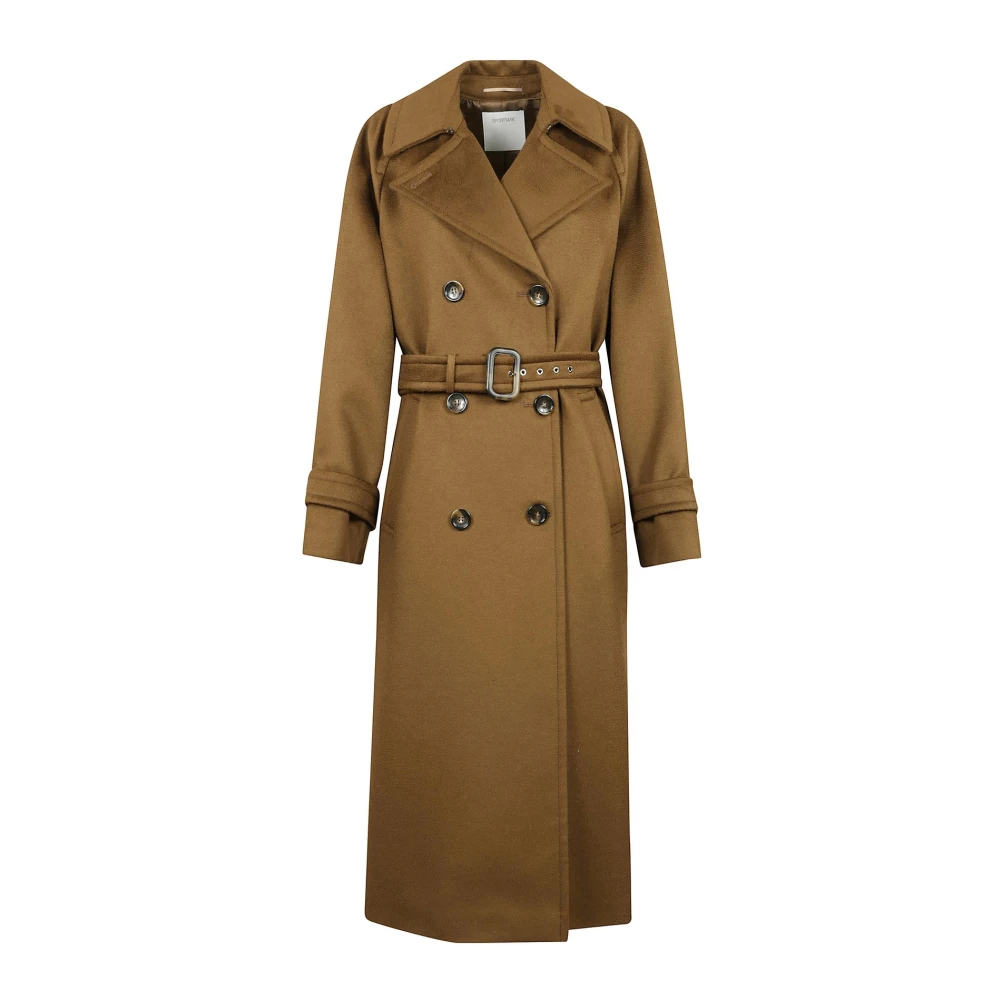 SPORTMAX Bruine Wollen Jas met Riem Brown Dames