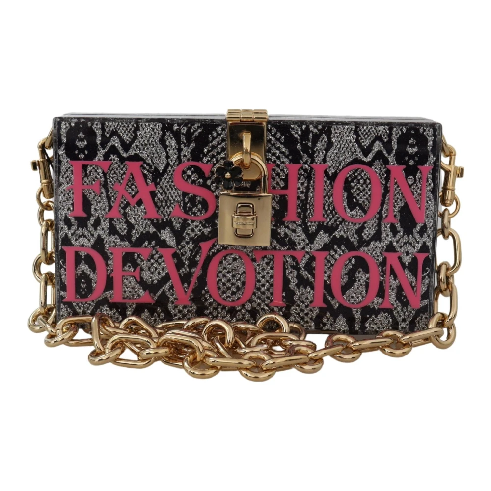 Dolce & Gabbana Grå Fashion Devotion Clutch Plexi Sicily BOX Väska Gray, Dam