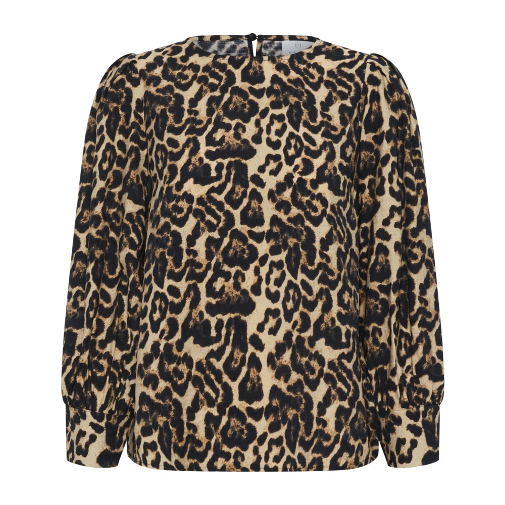 Kaffe Luipaardprint Blouse 3 4 Mouwen Brown Dames