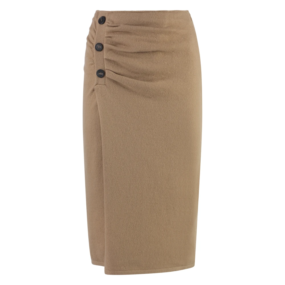 Malo Cashmere Rok met Decoratieve Plooien Beige Dames