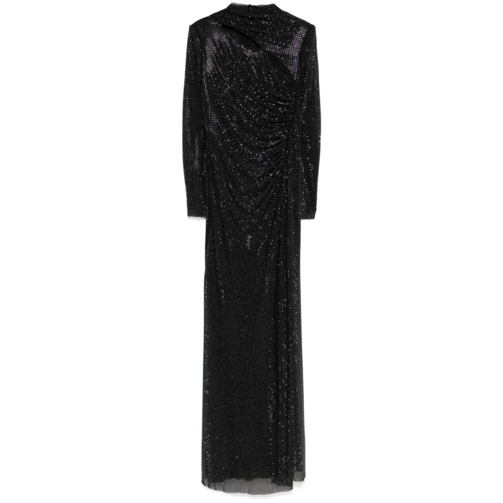 Self Portrait Zwarte Mesh Jurk met Strass Black Dames