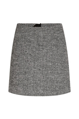 Herringbone wool-blend tweed mini wrap skirt