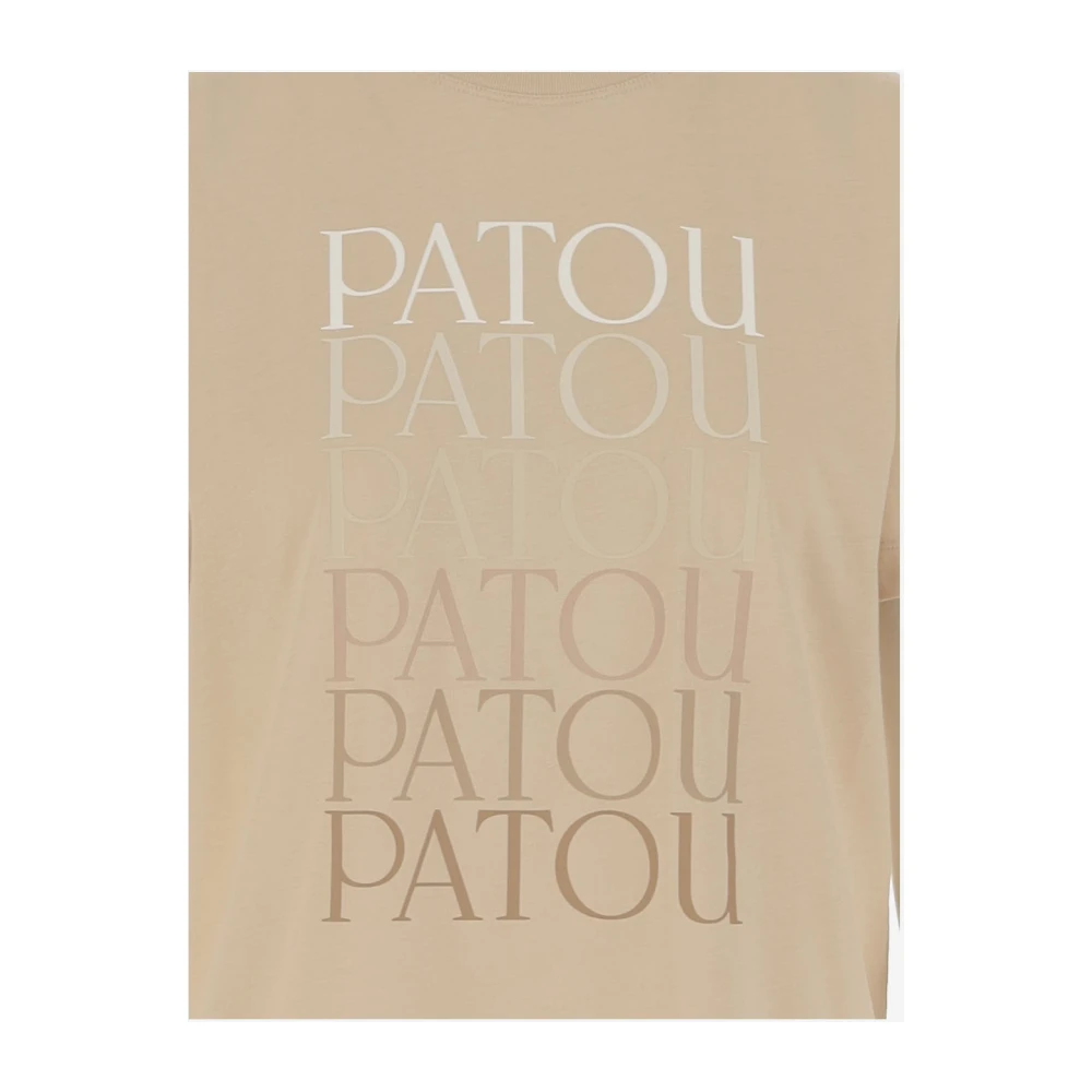 Patou Logo Print Katoenen Crew Neck T-shirt Beige Dames