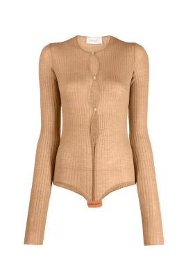 Ribbstickad knappbodysuit