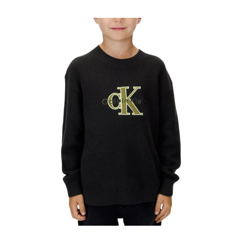 Calvin Klein Boys Black Kids Sweatshirts, 4 Y, Jersey Sweatshirt For Kids