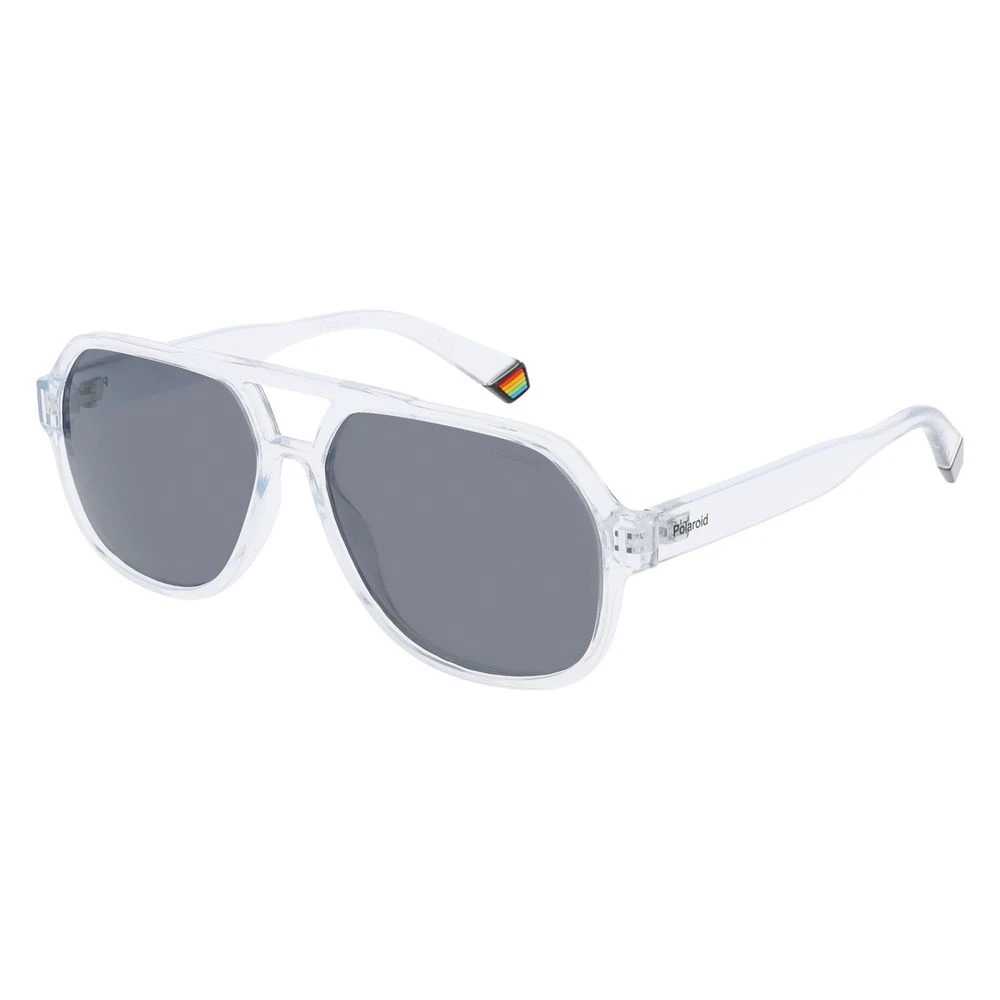 Polaroid Unisex Gray Transparent Polycarbonate Sunglasses
