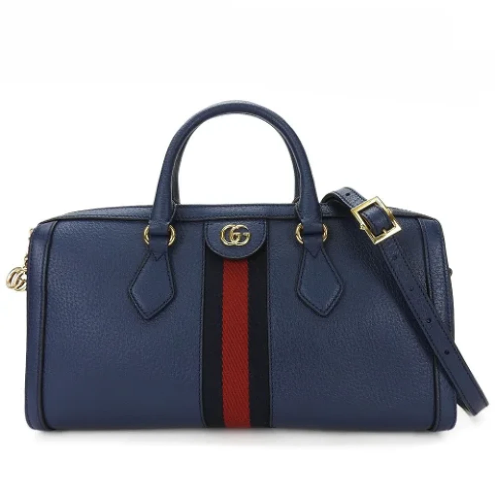 Gucci Vintage Pre-owned Leather crossbody-bags Blue Dames