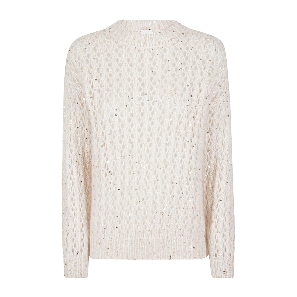 Eleventy Kid Mohair Zijde Katoen Trui Beige Dames