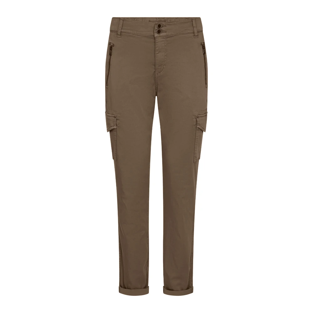 MOS MOSH Cargo Broek met Ritsdetails Brown Dames